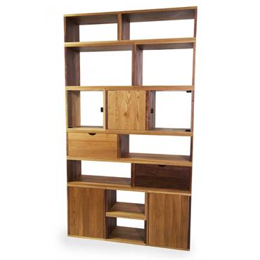 Oak and Walnut Boxes Shelving Unit, 1125x 2000 x 300