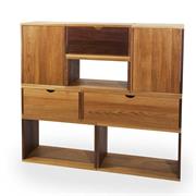 Oak and Walnut Box Shelving Unit, 1250 x 1125 x 300