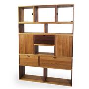 Oak and Walnut Box Shelving Unit, 1250 x 1750 x 300