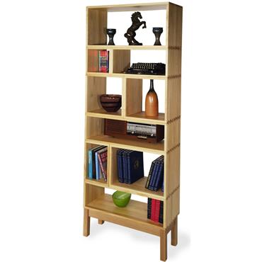 Solid Timber, Natural Box Shelving Unit, 750 x 1850 x 300 with Pedestal