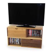 Oak and Walnut Boxes Shelving TV Unit, 875 x 500 x 300